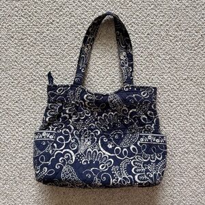 Vera Bradley Winter Hobo Shoulder Bag Navy Blue White